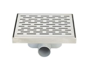 300x300mm Ø50 Side Outlet  Slot Grate Stainless Steel Drain